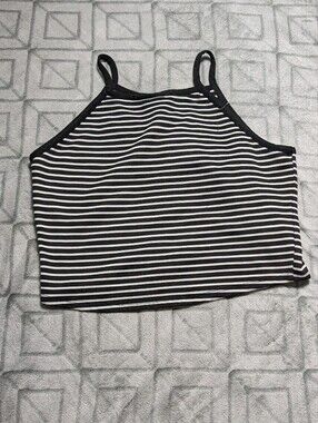 Rue21 Black and White Striped Cropped Tank